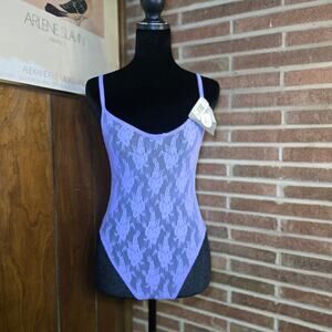 NWT Vintage 80s Christian Dior Intimate Purple Lace Bodysuit Teddy Style 4760 OS